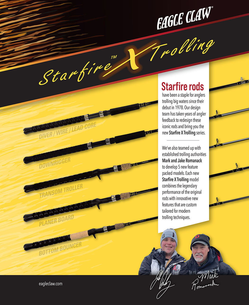 Eagle Claw 8'6 Starfire Levelwind Combo Casting Rod with Line Counter 