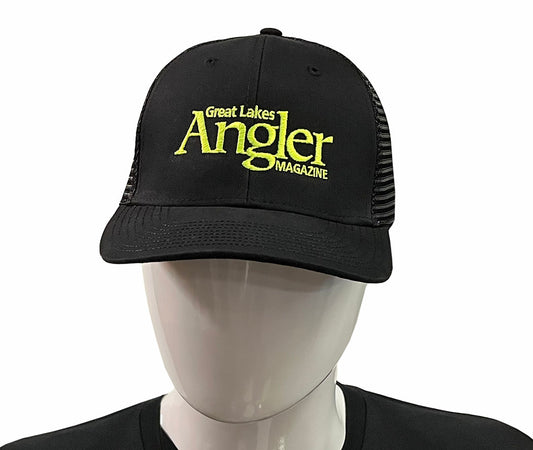 Great Lakes Angler Hat - Snapback Mesh Black & Chartreuse logo